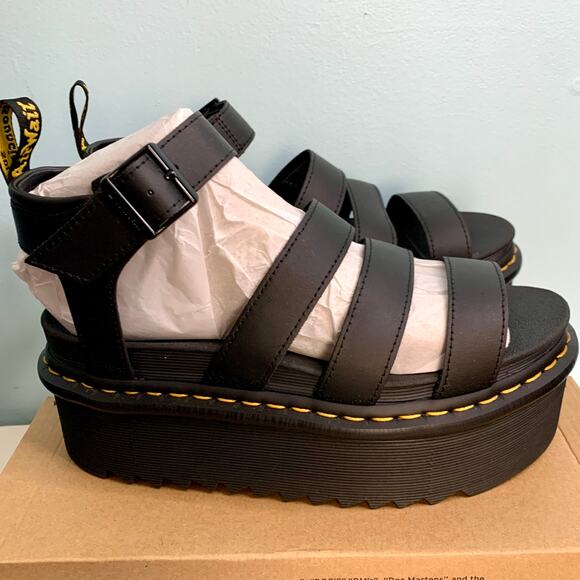 NIB Dr. Martens Blaire Quad Hydro Leather Platform Gladiator Sandals Size 8 - Picture 5 of 10